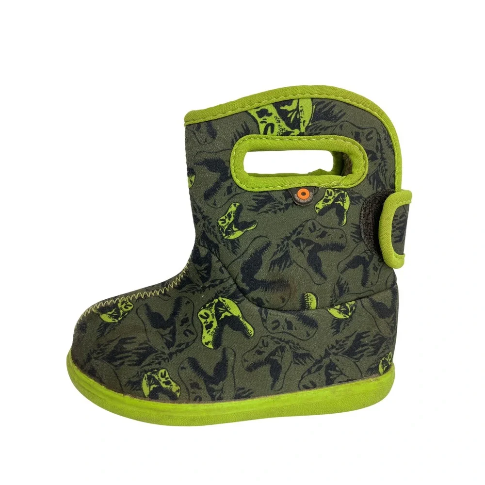 Bogs Baby Bogs Dino Boots Infants 8 Green Good Waterproof Faux Fur Dinosaur